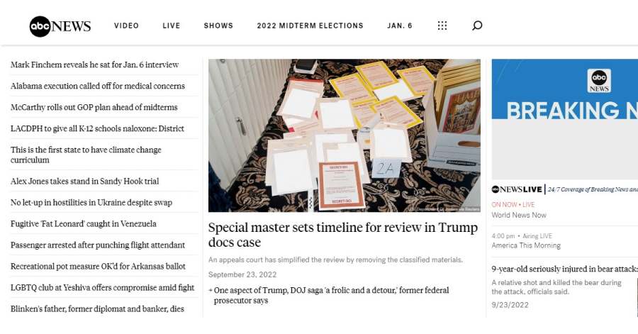 ABC News - News Website Examples