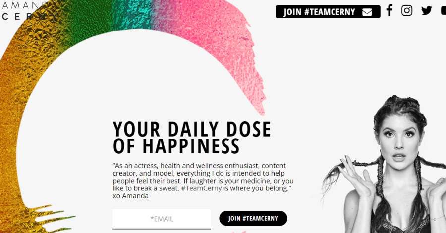 Amanda Cerny - Content Creator Website Examples