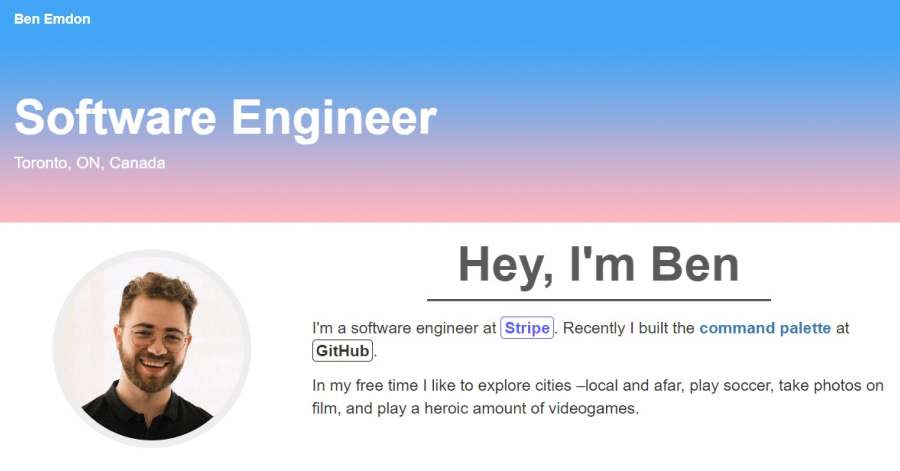 Ben Emdon - Student Website Examples