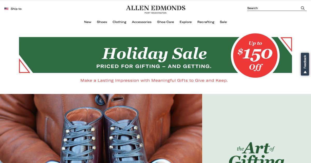 Allen Edmonds Shoes Website Example