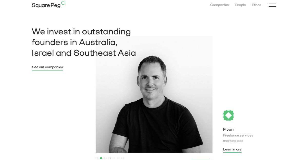 Squarepeg Venture Capital Website Example