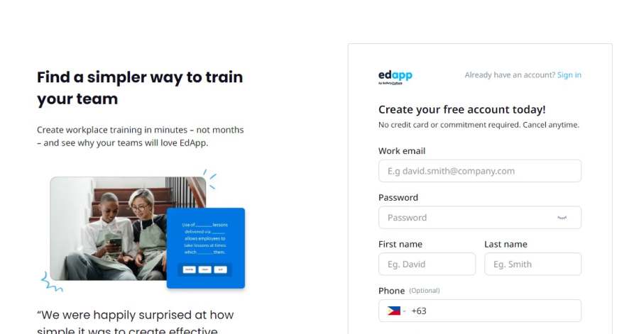 EdApp - Training Wesbite Examples