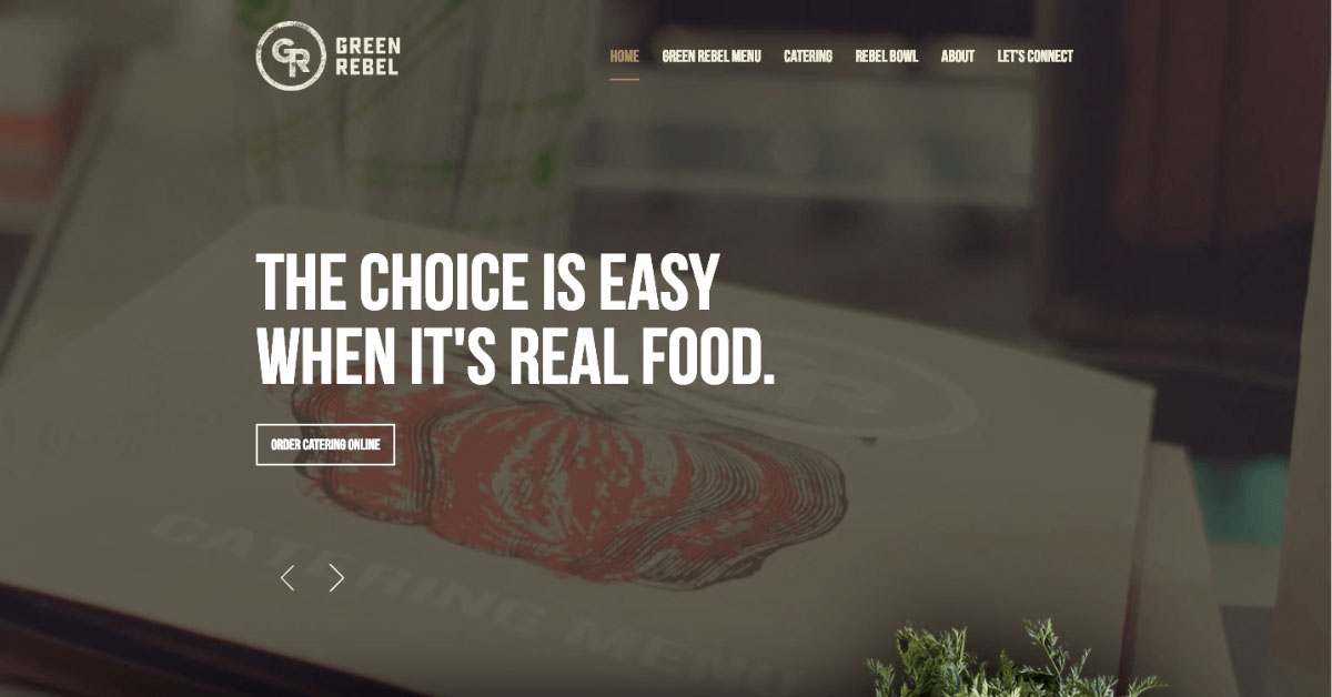Green Rebel Restaurant Website Design Example