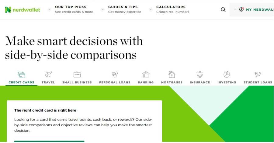 nerdwallet- Affiliate Website Examples