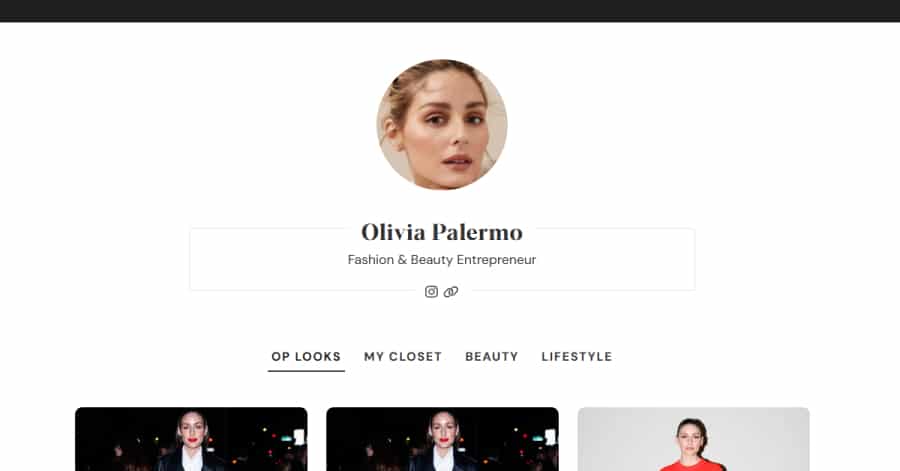 Olivia - Influencer Website Examples olivia palermo - influencer website example