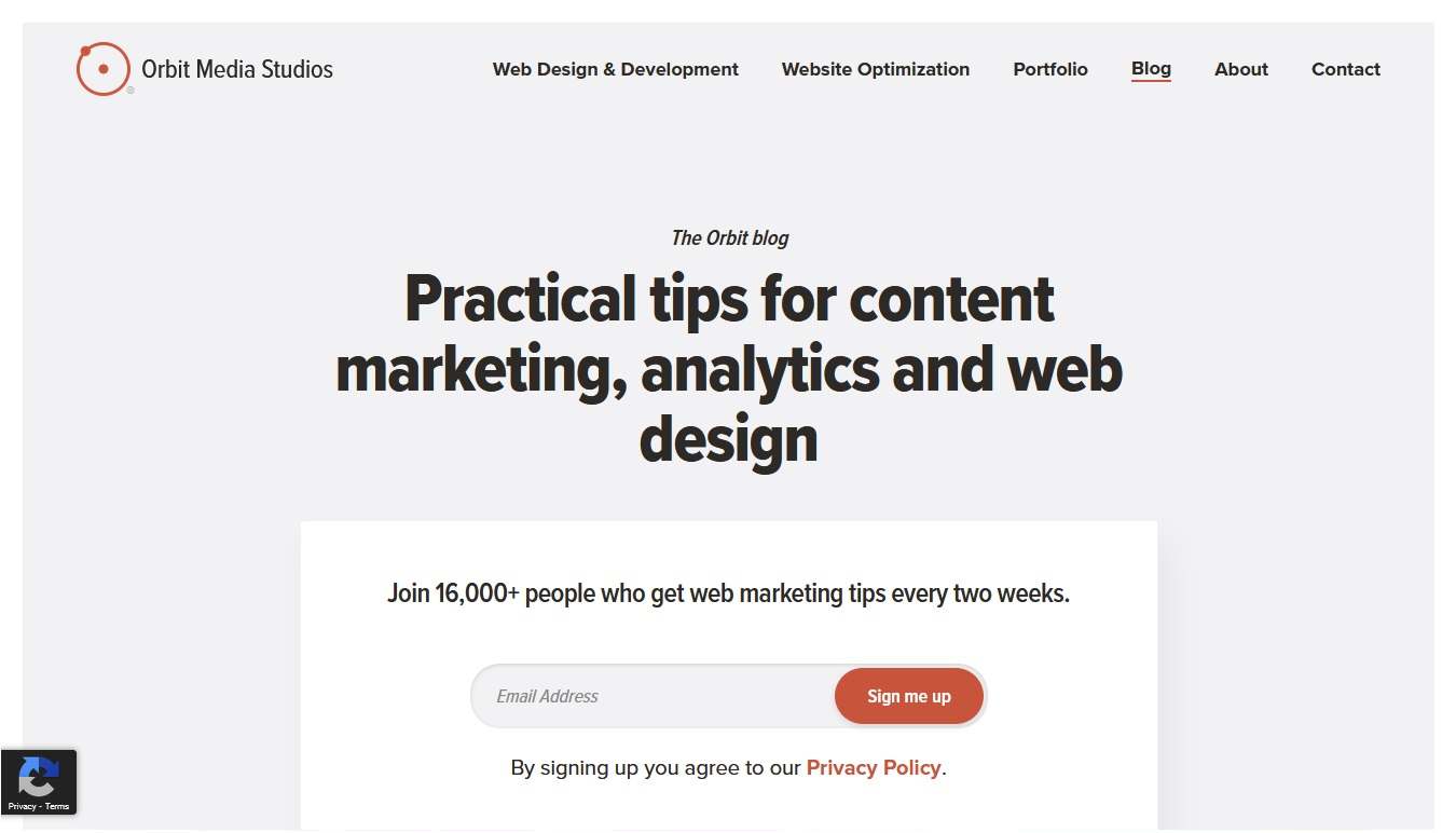 Orbit Media Studios - Blog Website Example