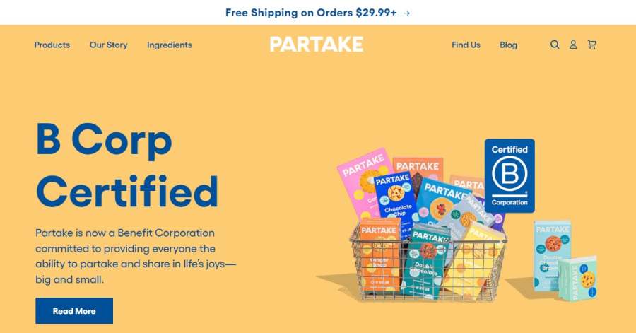 Partake Foods - Shopify Website Examples