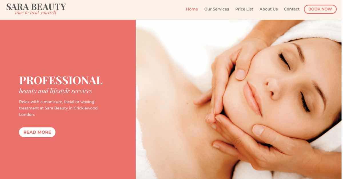 Sara Beauty Make Up Artist Website Example Copywriter Template Website