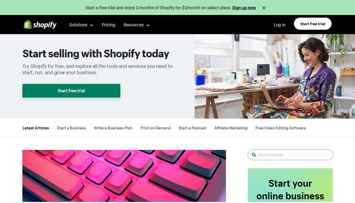 Shopify - Blog Website Example