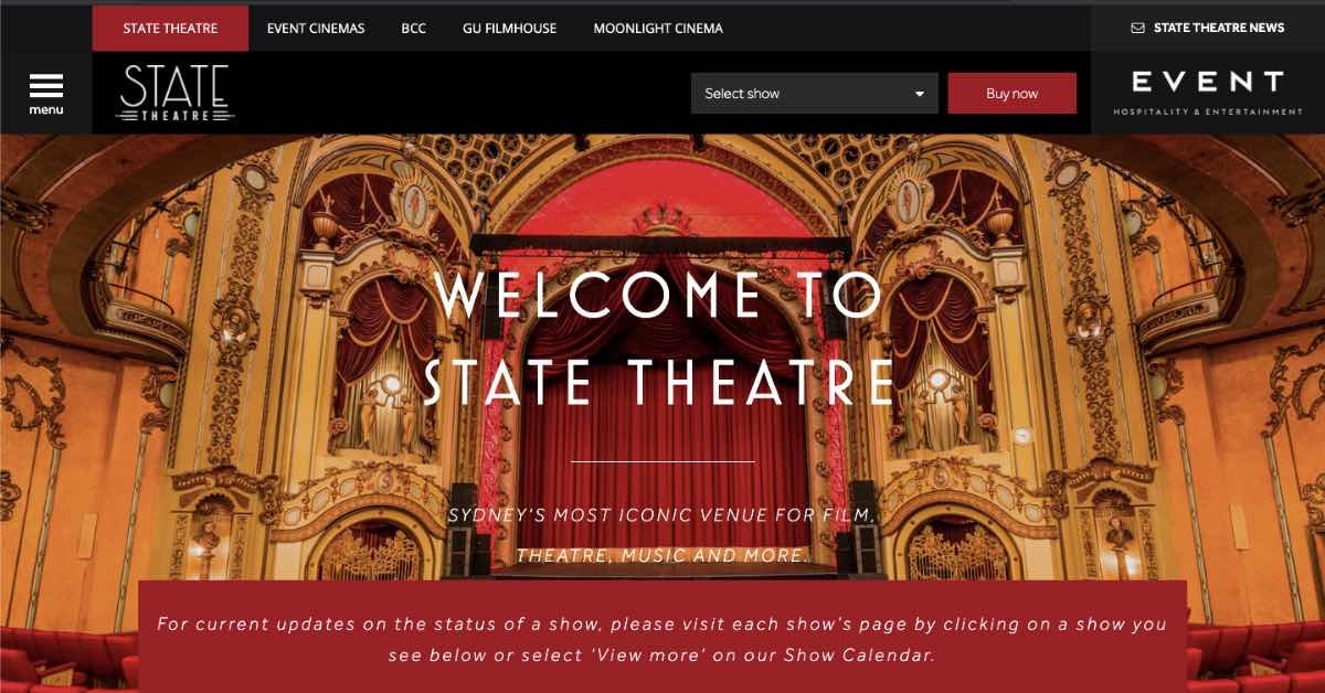 State Theatre Website Example