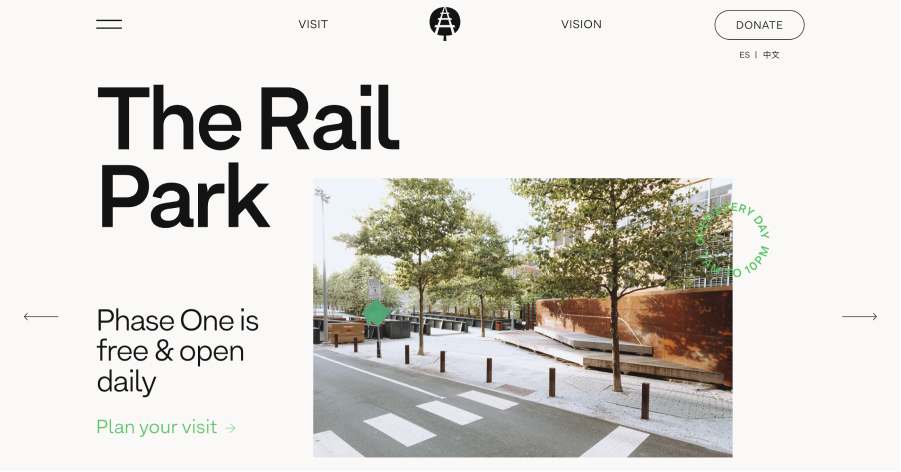 The Rail Park Header Website Example