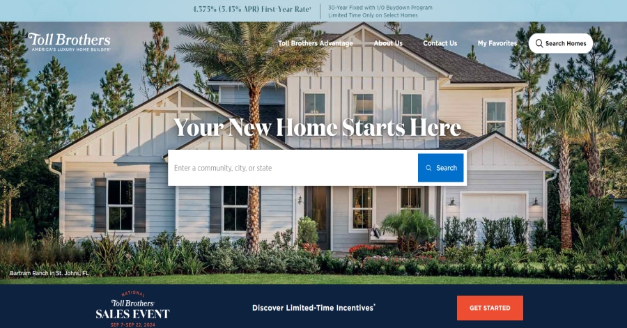 Toll Brothers - Construction Website Design Ira Pavlona - Model Website Examples