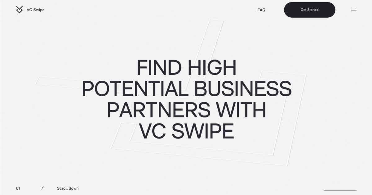 VC Swipe Startup Website Example