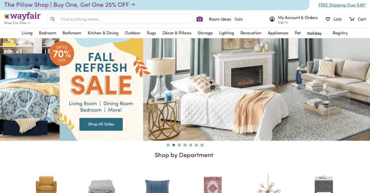 Wayfair Dropshipping website example
